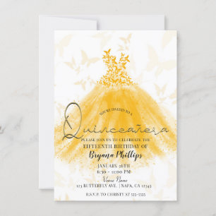 Invitation Robe de Quinceañera Danse Papillon Crème Orange