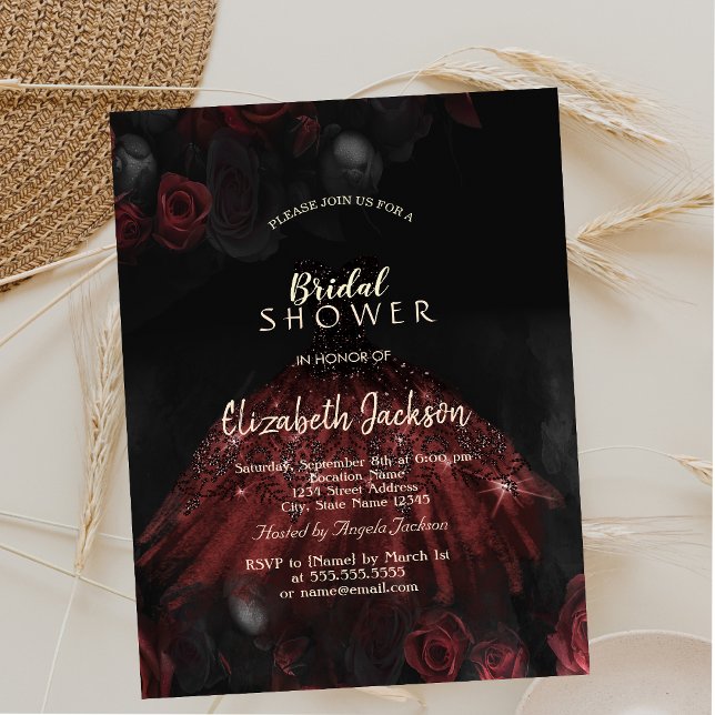 Invitation Robe de roses rouges gothique Baby Shower  (Créateur téléchargé)