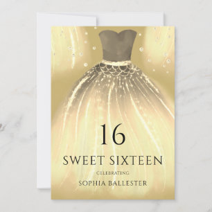 Invitation Robe de sirène scintillante dorée Sweet 16 Party