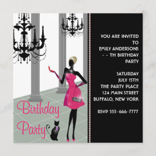 Invitation Robe de soirée à Chandeliers pour Anniversaire de