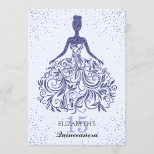 Invitation Robe de soirée bleu marine pailletée Quinceañera