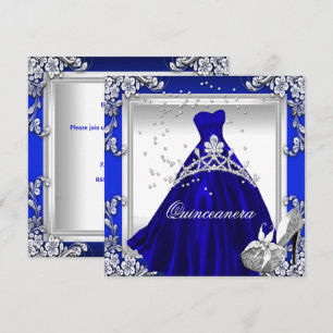 Invitation Robe de soirée bleu royal pour les 15 ans de Quinc