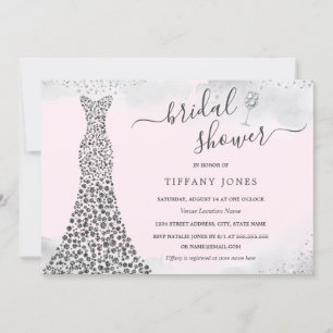 Invitation Robe de soirée diamant scintillant rose argenté Br