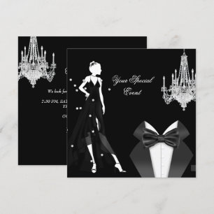Invitation Robe de soirée élégante Smoking Argent Blanc Noir 