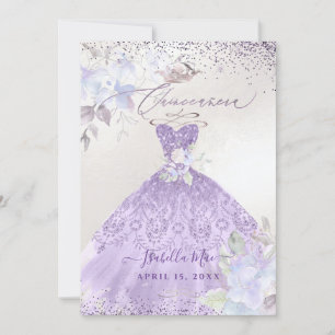 Invitation Robe de soirée lilas violet argenté pailleté pour