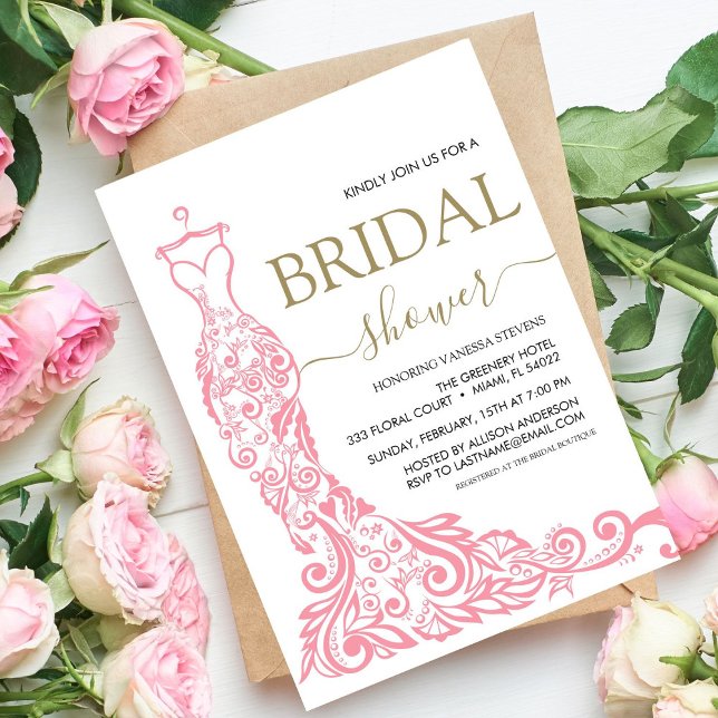 Invitation  Robe de soirée rose blush pour mariage (Créateur téléchargé)