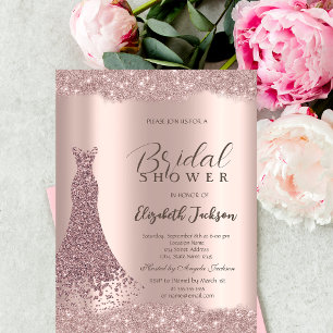Invitation Robe de soirée Rose Gold Sparkle Frame Mariage