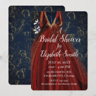 Invitation Robe de soirée rouge or et bleu marine glamour Sho