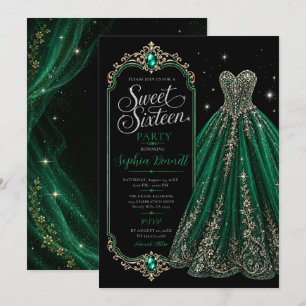 Invitation Robe de soirée verte émeraude pour 16 ans