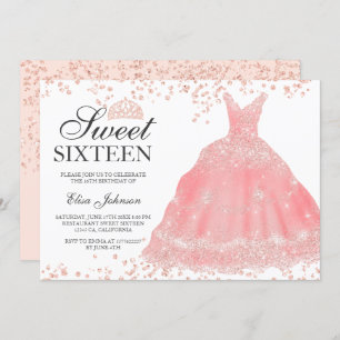 Invitation Robe de tiare blush parties scintillant or rose Sw