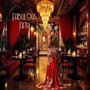 Invitation Robe déco rouge or femme ethnique Fabuleuse