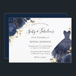Invitation Robe d'étincelle de la Marine 60e anniversaire Soi<br><div class="desc">Vêtements de marine 60e anniversaire Soixante et fabuleux Roses de marine Gold Leaf Invitation Davantage d'élégants motifs de Fêtes des mariées florales dans notre magasin!</div>
