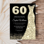 Invitation Robe d'étincelle dorée Noir 60e fête d'anniversair<br><div class="desc">Robe d'étincelle d'or Black 60e anniversaire Invitation de fête Variations de l'invitation et articles correspondants dans notre magasin</div>