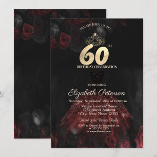 Invitation Robe, Diadème, Roses Rouges 60ème Anniversaire
