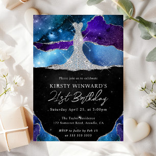 Invitation Robe Diamant et Galaxie Agate 21e Anniversaire