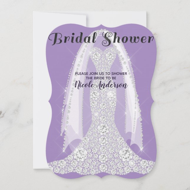 Invitation Robe Diamant Lilas Violet Glam Robe de Mariée Céré (Devant)