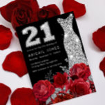Invitation Robe Diamond Argent Rose rouge 21e fête d'annivers<br><div class="desc">Robe Diamond en argent rouge 21e anniversaire Invitation de fête Voir la collection correspondante dans Niche et Nest Store</div>