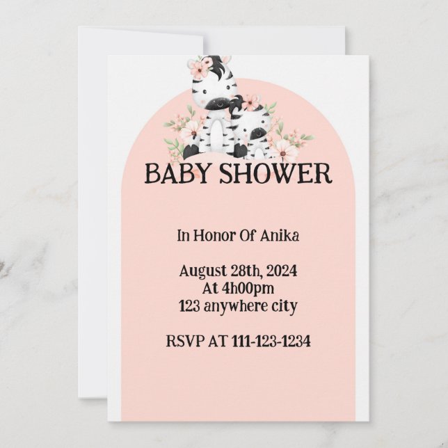 Invitation ROBE D'INVITATION baby shower POUR LES FILLES (Devant)