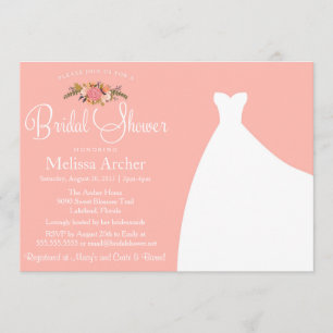 Invitation Robe d'invitation, florale et de mariage de Fête