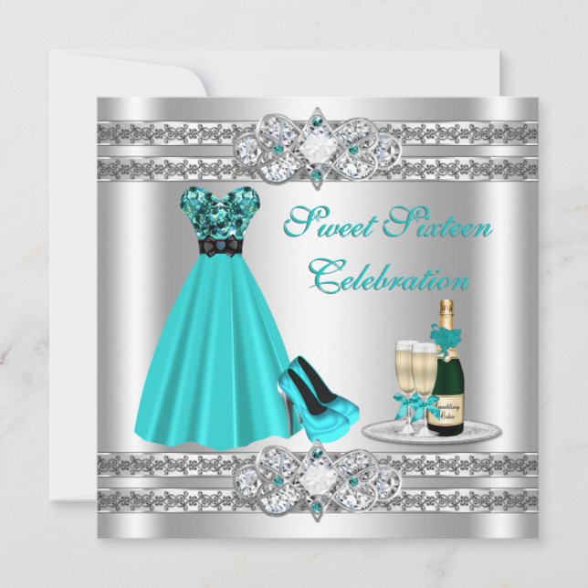 Invitation Robe d'invitation Silver Sweet Sixteen (Devant)
