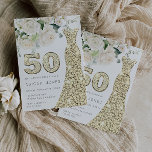 Invitation Robe d'or Blanc Floral Roses 50e anniversaire<br><div class="desc">Robe d'or Blanc Floral Roses 50e Anniversaire Invitation Voir la collection correspondante dans Niche et Nest Store</div>