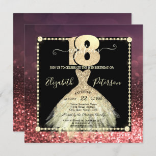 Invitation Robe d'or chic Parties scintillant Bourgogne 18e a