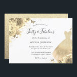 Invitation Robe d'or Floral 40e Anniversaire Forty & Fabulous<br><div class="desc">Robe d'or Floral 40e Anniversaire Forty & Fabulous Party Invitation Davantage d'élégants motifs de Fêtes des mariées florales dans notre magasin!</div>