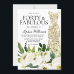 Invitation Robe d'or Forty & Fabuleux 40e anniversaire<br><div class="desc">Robe d'or Forty & Fabulous 40th Birthday Party Invitation Beau Champagne blanc Floral Voir la collection correspondante à Niche et Nest Store Merci beaucoup</div>