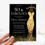 Invitation Robe d'or glamour Fabuleux 50e anniversaire<br><div class="desc">Robe d'or glamour Fabuleux 50e anniversaire Invitation Variations à l'invitation et les articles correspondants dans notre magasin Aussi disponible en tant qu'invitation numérique</div>