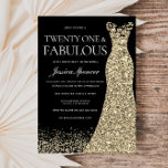 Invitation Robe d'or noire femmes 21e fête d'anniversaire<br><div class="desc">Black Golden Dress Womans 21st Birthday Party Invitation -21 et fantastiques Variations à l'invitation et articles correspondants dans notre magasin</div>