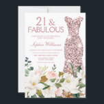 Invitation Robe d'or rose Blush Blanc 21e fête d'anniversaire<br><div class="desc">Robe rose d'or Blush blanc 21e anniversaire Invitation Voir la collection correspondante dans Niche et Nest Store Merci beaucoup</div>