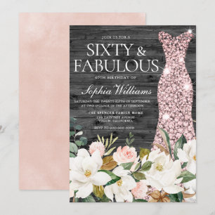 Invitation Robe d'or rose Blush White Pays 60e anniversaire