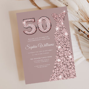 Invitation Robe d'or rose Dusty rose 50e anniversaire