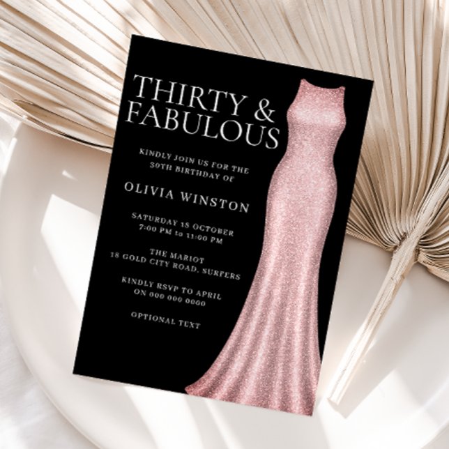 Invitation Robe d'or rose et FEMMES noires 30e fête d'anniver (Créateur téléchargé)