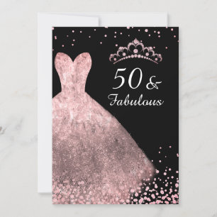 Invitation Robe d'or rose Noir 50 et fabuleux 50e anniversair
