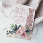 Invitation Robe d'or rose pâle Rose doré 50e anniversaire<br><div class="desc">Robe d'or rose floral Rose 50e fête d'anniversaire Cinquante et fabuleuse Invitation Beaucoup d'autres variations de couleur de robe et arrangements floraux dans la collection (voir ci-dessous)</div>