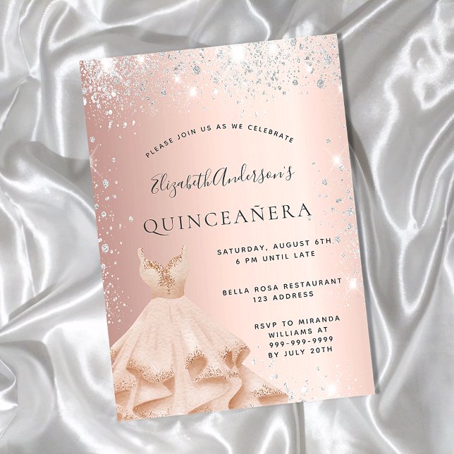 Invitation Robe d'or rose Quinceanera (Créateur téléchargé)