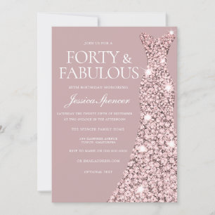 Invitation Robe d'or Rose rose Dusty 40e anniversaire