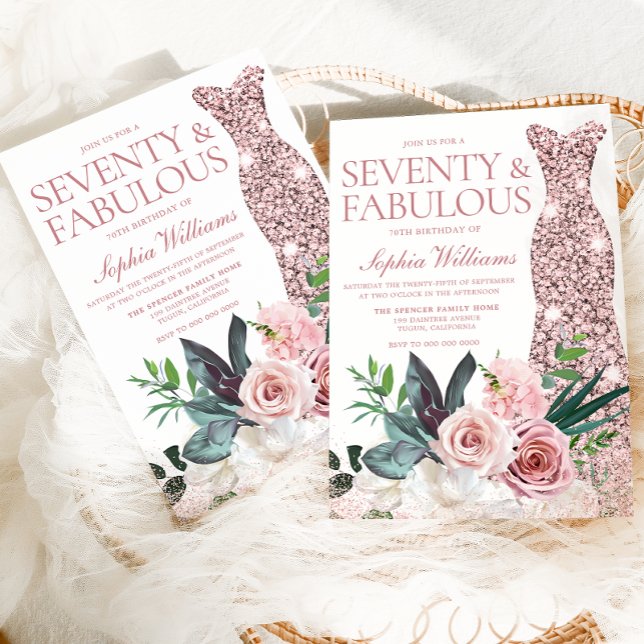 Invitation Robe d'or Rose rose pâle 70e anniversaire (Créateur téléchargé)