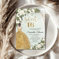 Robe d'or roses blanches verdure olivier feuillage