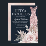 Invitation Robe dorée Rose Dusty 50e anniversaire Floral<br><div class="desc">Dusty Rose Gold Blush robe Floral 50e Anniversaire Invitation Voir la collection correspondante dans Niche et Nest Store Merci beaucoup</div>