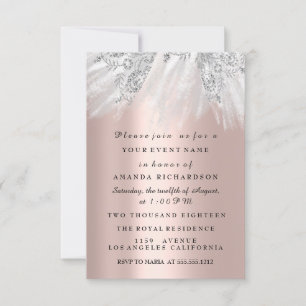 Invitation Robe Douce nuptiale 16e 15e Rose Argent Blush Gra