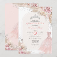 Robe Dusty Rose Argent Boho Fleur Quinceañera