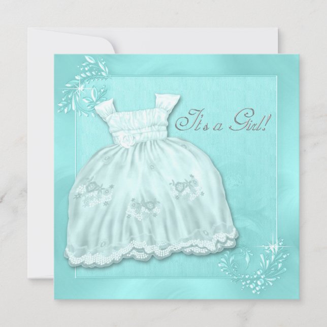 Invitation Robe élégante bleu sarcelle Baby Shower (Devant)