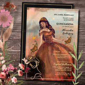 Invitation Robe élégante en cuivre métallisé Luxe