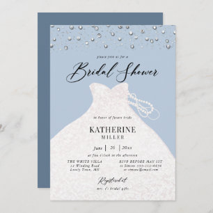 Invitation Robe élégante en perles Fête des mariées bleu Dust