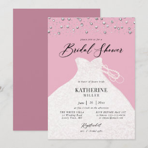 Invitation Robe élégante en perles Fête des mariées rose fill