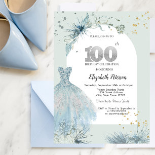 Invitation Robe Élégante Hiver 100e Anniversaire