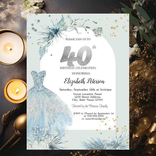 Invitation Robe Élégante Hiver 40e Anniversaire (Créateur téléchargé)