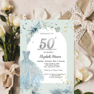 Invitation Robe Élégante Hiver 50e Anniversaire